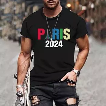 Мужская футболка с 3D принтом Париж, топ с буквенным принтом, забавная футболка, модная повседневная мужская уличная одежда, мужская одежда больших размеров S