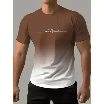 Мужская футболка с 3D-принтом, повседневная футболка с круглым вырезом и коротким рукавом, градиентного цвета, универсальная для спорта и повседневной носки S