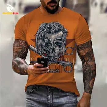 Мужская футболка с 3D принтом, повседневные топы в стиле Харадзюку с короткими рукавами, одежда оверсайз, летняя мужская уличная одежда, футболки, модные модные парикмахерские 6XL