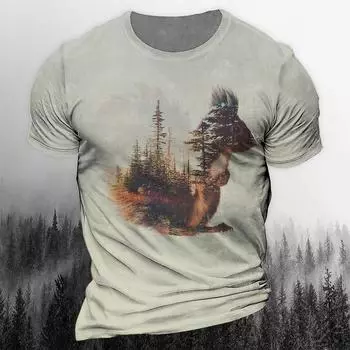 Мужская футболка с 3D принтом природы и животным узором, мужская одежда большого размера, топ с круглым вырезом, летний модный топ с короткими рукавами, повседневное дыхание S