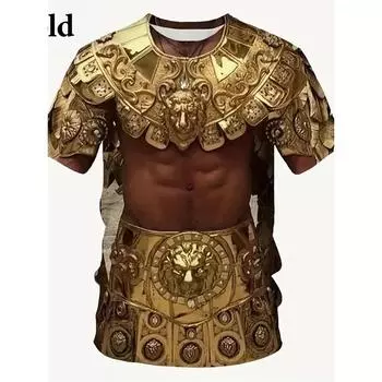 Мужская футболка с 3D-принтом «Средневековые доспехи», повседневная, с круглым вырезом и коротким рукавом, винтажные мужские рубашки по всей поверхности M