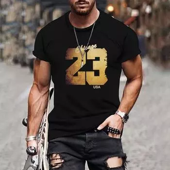 Мужская футболка с 3D-принтом, топ с 23 буквами, забавная футболка, модная повседневная мужская уличная одежда, мужская одежда большого размера S белый