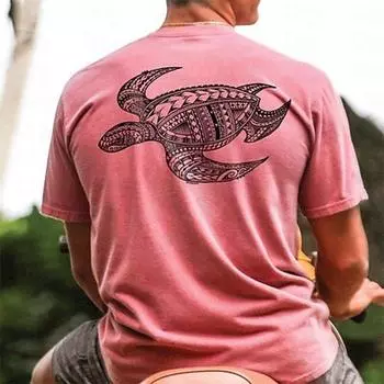 Мужская футболка с 3D принтом в курортном стиле, футболка с изображением животных, черепахи, футболка для отпуска, выхода на улицу, рубашка с коротким рукавом, рубашка с круглым вырезом, весенне-летняя одежда S