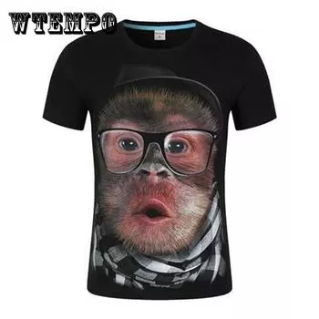 Мужская футболка с 3d принтом в очках и круглым вырезом, модная летняя повседневная футболка в стиле хип-хоп с коротким рукавом 3XL