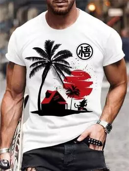 Мужская футболка с 3d принтом в стиле аниме, забавная мужская футболка с драконьим жемчугом, летние топы с короткими рукавами, футболка, повседневная модная уличная мужская одежда для вечеринок S