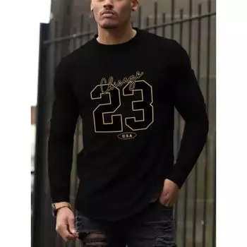 Мужская футболка с 3D-принтом, весна-осень, с длинными рукавами, мужская футболка с круглым вырезом, трендовые универсальные повседневные топы, мужская футболка S