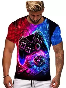 Мужская футболка с 3D-принтом животных, модные узоры, топы с коротким рукавом, повседневные футболки с круглым вырезом, уличная одежда S чёрный