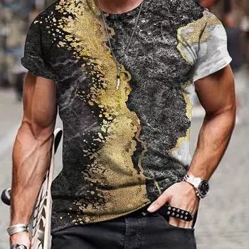 Мужская футболка с абстрактным 3D-графиком, повседневная, средней эластичности, дышащая, пуловер, футболка для активного отдыха S
