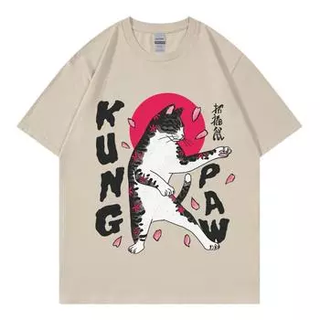 Мужская футболка с аниме-графикой, забавный милый кошачий принт, летние повседневные футболки в стиле хип-хоп, уличная футболка с короткими рукавами, топы унисекс, футболки