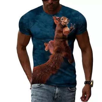 Мужская футболка с белкой, рубашка с 3D принтом, футболки с рисунком животных, топы с милым узором, мужская/женская футболка с милым лицом щенка, забавная футболка с домашним животным XS