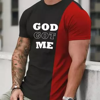 Мужская футболка с буквенным принтом и 3D-принтом Футболки повседневные с круглым вырезом и коротким рукавом Футболки свободного покроя Мужская одежда Топы Уличная одежда S