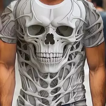 Мужская футболка с черепом в стиле ретро High Street с 3d принтом и короткими рукавами, летняя мужская футболка, винтажная футболка большого размера для мужчин, уличная футболка S
