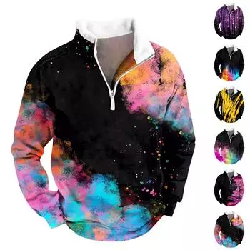 Мужская футболка с длинным рукавом для вечеринки, рождественский флисовый воротник, топ с V-образным вырезом M чёрный