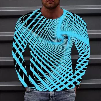 Мужская футболка с длинным рукавом, градиентная мода, зимняя, повседневная, свободная, оверсайз, топы, мужская одежда, пуловер Harajuku, блузка 2024 S