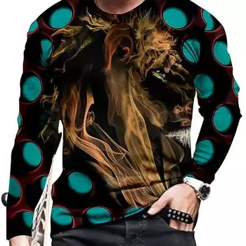 Мужская футболка с длинным рукавом и 3D-принтом Smoke Circle — модная графическая футболка для повседневной носки и отдыха S