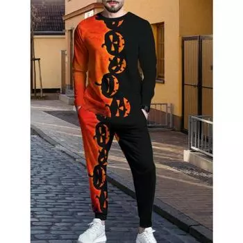 Мужская футболка с длинным рукавом и принтом тыквы на Хэллоуин в формате 3D, удобные повседневные спортивные штаны, дышащая одежда для активного отдыха на открытом воздухе, рыбалка, S