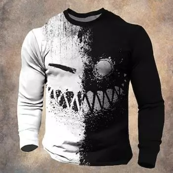 Мужская футболка с длинным рукавом и принтом «Улыбка» с 3D-принтом и круглым вырезом, модная дизайнерская уличная повседневная одежда на каждый день, лето, весна, осень S