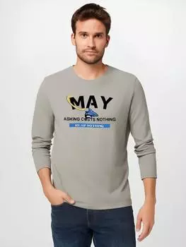 Мужская футболка с длинным рукавом и узором May Pattern из чистого хлопка, повседневные мужские свитера больших размеров S