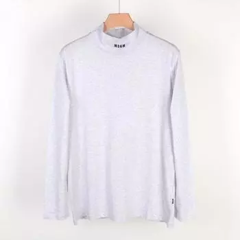 Мужская футболка с длинным рукавом MSGM, маленькая водолазка с логотипом, серая 2640MM9394