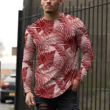 Мужская футболка с длинным рукавом на весну и осень, мужская свободная толстовка с круглым вырезом, 3D-принт, топ с длинным рукавом S