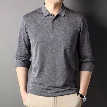 Мужская футболка с длинным рукавом, осенняя рубашка поло, 3 цвета, размер M-3XL M красный