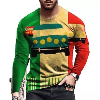 Мужская футболка с длинным рукавом с 3D-цифровой печатью, повседневная модная верхняя одежда, пуловер S