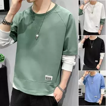 Мужская футболка с длинным рукавом весна и осень новый тренд осенней одежды осенняя одежда топы низ рубашки повседневная толстовка с круглым вырезом M