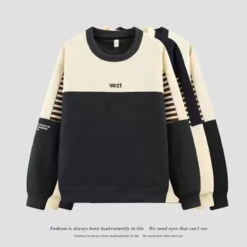 Мужская футболка с длинным рукавом, весна-осень, новый трендовый бренд, цветная толстовка с круглым вырезом, свободная рубашка, мужская футболка, верх M