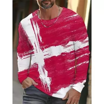 Мужская футболка с длинными рукавами, 3D-печать с перекрестным цветным принтом, мужская футболка с длинными рукавами, осенние топы, футболка с принтом в формате HD S