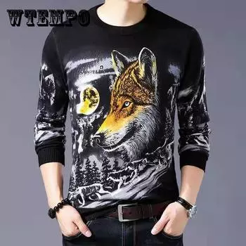 Мужская футболка с длинными рукавами и круглым вырезом, большой размер, весенне-осенняя футболка, свитер с 3D-печатью XXL