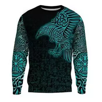 Мужская футболка с длинными рукавами и круглым вырезом с китайским драконом и рисунком в виде 3D-харадзюку, модная и персонализированная, свободного покроя S