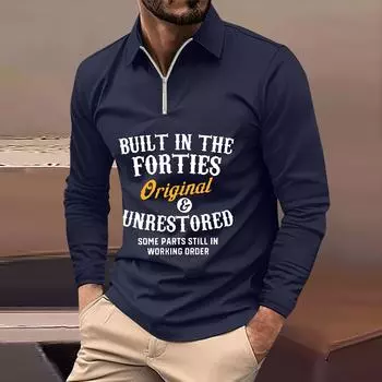 Мужская футболка с длинными рукавами, модная повседневная футболка соответствующего цвета XL тёмно-синий