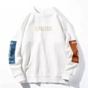 Мужская футболка с длинными рукавами, трендовая осенняя рубашка Tide Brand Plus, бархатный утепленный осенне-зимний свитер с круглым вырезом M