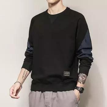 Мужская футболка с длинными рукавами Весенняя новинка Весенняя и осенняя куртка Свободная толстовка с капюшоном Мужское осеннее пальто Низ Мужской тренд M