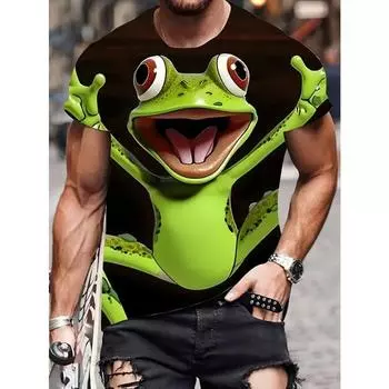 Мужская футболка с древесной лягушкой, забавные футболки с короткими рукавами, летняя футболка с примитивным лесным животным, повседневная мужская одежда с 3d принтом S