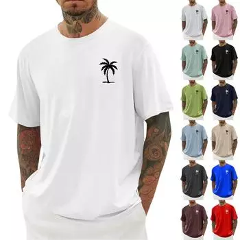 Мужская футболка с гавайским принтом, мужской свободный повседневный топ с короткими рукавами L чёрный