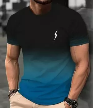 Мужская футболка с градиентным цветным принтом и буквами, повседневная футболка с короткими рукавами и круглым вырезом для летнего активного отдыха, топы, одежда XS