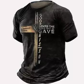 Мужская футболка с графическим крестом, футболка с коротким рукавом, 3D-принт, ретро-модная дизайнерская повседневная летняя одежда для активного отдыха S