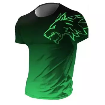 Мужская футболка с графическим принтом животных, волка, градиентной окантовкой, одежда с принтом в виде 3D-футболки с коротким рукавом, повседневная уличная футболка большого размера M