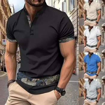 Мужская футболка с изображением медведя Повседневный топ с коротким рукавом L бежевый