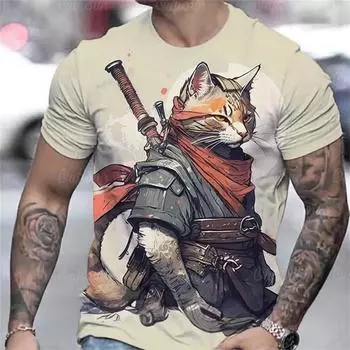 Мужская футболка с изображением животных 3d с принтом оборотня, летняя повседневная футболка с короткими рукавами, свободная мужская одежда больших размеров, уличные дизайнерские топы S