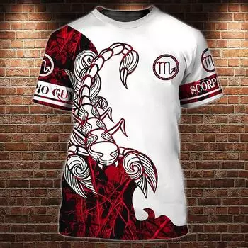 Мужская футболка с изображением животных, футболки с 3D принтом Скорпиона, забавные футболки, модная повседневная мужская уличная одежда, мужская одежда больших размеров 2XL