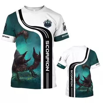 Мужская футболка с изображением животных, летняя футболка с короткими рукавами и скорпионом, забавные футболки с 3D принтом, модная повседневная мужская спортивная рубашка, мужская одежда большого размера S