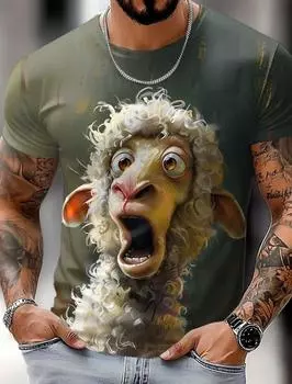 Мужская футболка с изображением животных, забавная футболка с коротким рукавом, 3D-принт, рубашка с круглым вырезом, преувеличенная дизайнерская летняя повседневная одежда для вечеринок S