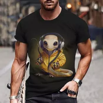 Мужская футболка с изображением животных, забавные футболки с тигром, 3D принт, утка, змея, топы большого размера с короткими рукавами, летние повседневные рубашки, мужская одежда XS