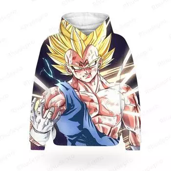 Мужская футболка с капюшоном, мужская толстовка с капюшоном, топы, одежда Dragon Ball Vegeta, тренд Y2k, Goku Super Saiya 2024, высокое качество, хип-хоп L