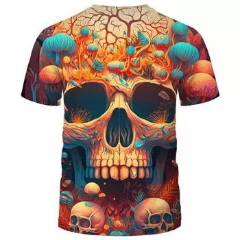 Мужская футболка с коротким рукавом, 3D-принт с черепом, повседневная футболка с круглым вырезом S