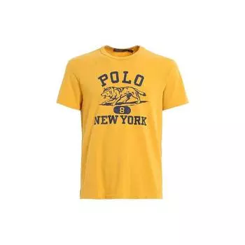 Мужская футболка с коротким рукавом и круглым вырезом с логотипом Polo Ralph Lauren, топы, желтый 710791581-001 XS