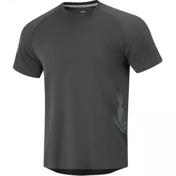 Мужская футболка с коротким рукавом и круглым вырезом с логотипом серии Li Ning Cba, цвет графитово-серый ATSU407-3 L
