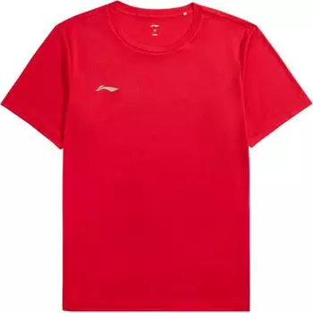 Мужская футболка с коротким рукавом и логотипом Li Ning, однотонная, с круглым вырезом, красная ATSU839-4 S